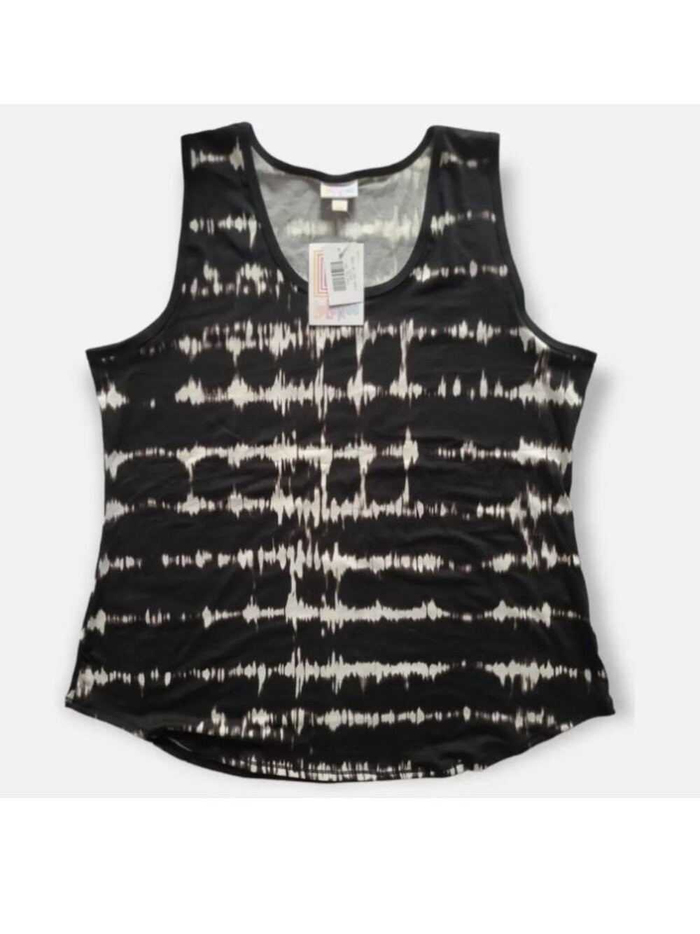 LuLaRoe Womens Black & White Sleeveless Tie-Dye Tank Top 3XL (lost tag)